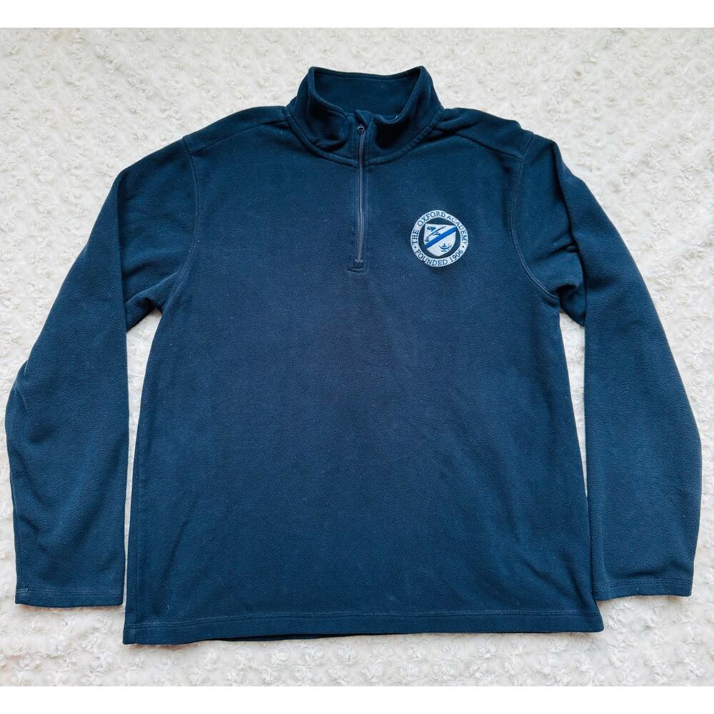 Lands' End Oxford Academy CT Blue Unisex 1/4 Zip Oeko Tex Fleece Pullover Medium
